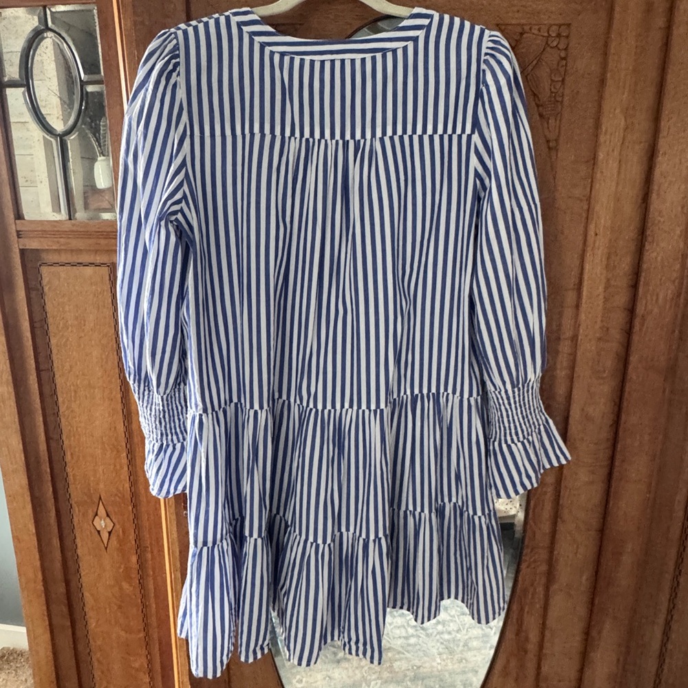 Tuckernuck Pomander Place Blue and White Striped dress size L - Picture 3 of 5
